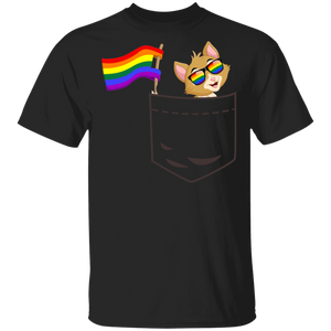 Pride LGBT Cat In Pocket Proud LGBT Flag Gay Lesbian Cat Lover Owner Fans Gifts T-Shirt - Macnystore