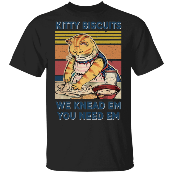Vintage Retro Kitty Biscuits We Knead Em You Need Em Cool Cat Lover Gifts T-Shirt - Macnystore