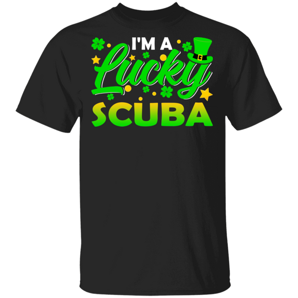 I'm Lucky Scuba Diver Leprechaun Shamrock Funny St Patrick's Day Mens Womens St Patrick's Day Gifts T-Shirt - Macnystore