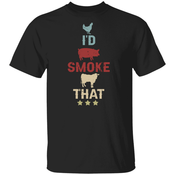 BBQ Lover Shirt Vintage I'd Smoke That Funny BBQ Smoker Father Barbecue Grilling Lover Gifts T-Shirt - Macnystore