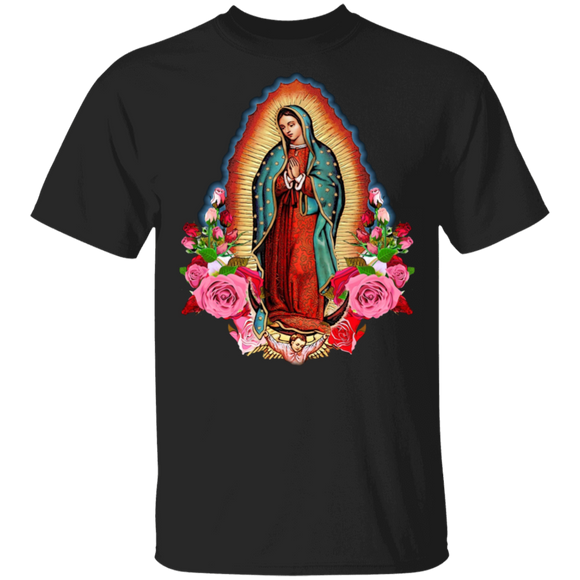 Christian Shirt Our Lady of Guadalupe Virgin Mary Catholic Cool Rose Flower Christian Mexico Gifts T-Shirt - Macnystore
