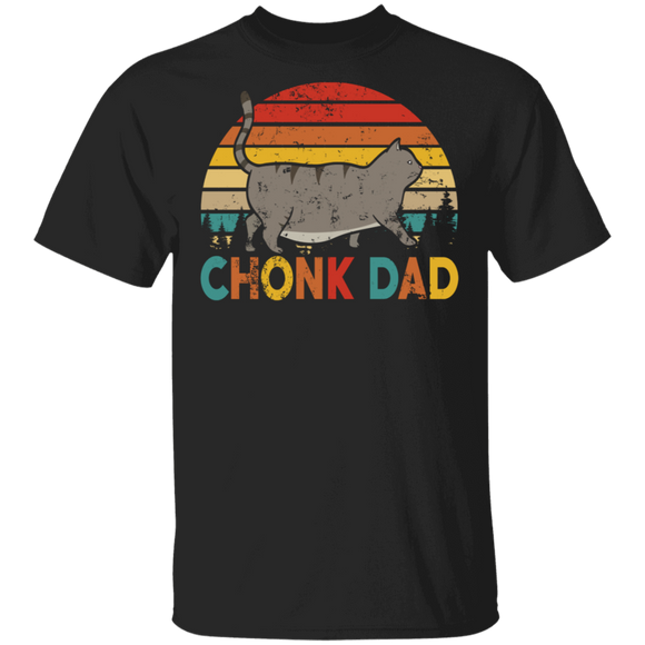 Father's Day Cat Shirt Vintage Retro Chonk Dad Funny Cat Fat Dad Father's Day Gifts T-Shirt - Macnystore