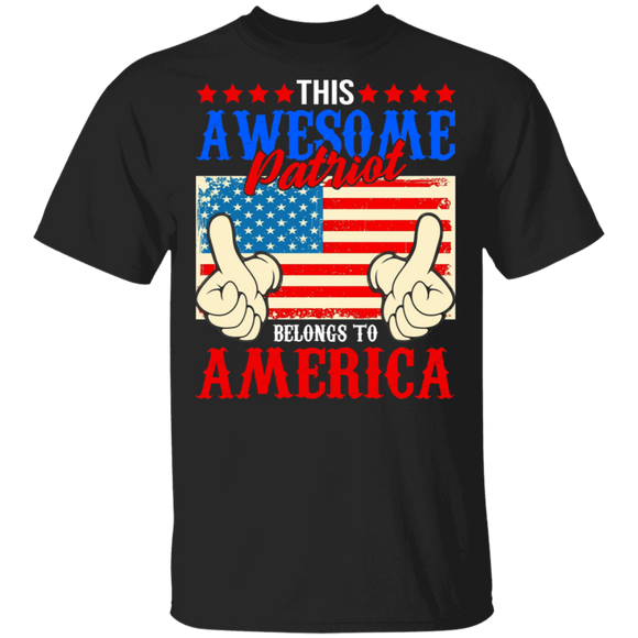 This Awesome Patriot Belongs To America American Flag Hand Good 4th July Gifts T-Shirt - Macnystore