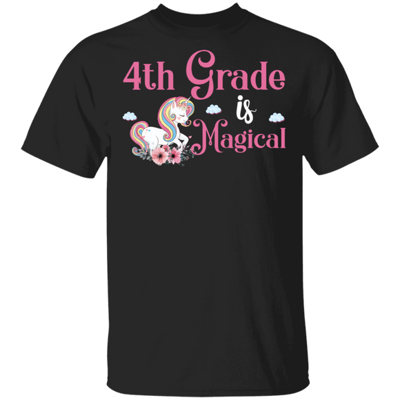 4th Grade Is Magical Cool Floral Unicorn Back To School Gifts T-Shirt - Macnystore