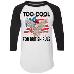 H9 Funny Monkey 4th of July Too Cool For British Rule American Flag black 4420 Colorblock Raglan Jersey - Macnystore