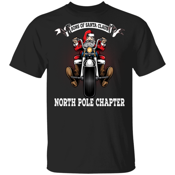 Christmas Biker Shirt Sons Of Santa Claus North Pole Chapter Cool Christmas Santa Bike Biker Biking Lover Gifts T-Shirt - Macnystore