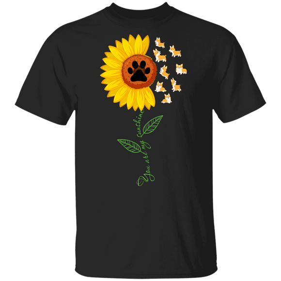 You Are My Sunshine Sunflower Flower Corgi Dog Pet Lover Owner Gifts Youth T-Shirt - Macnystore