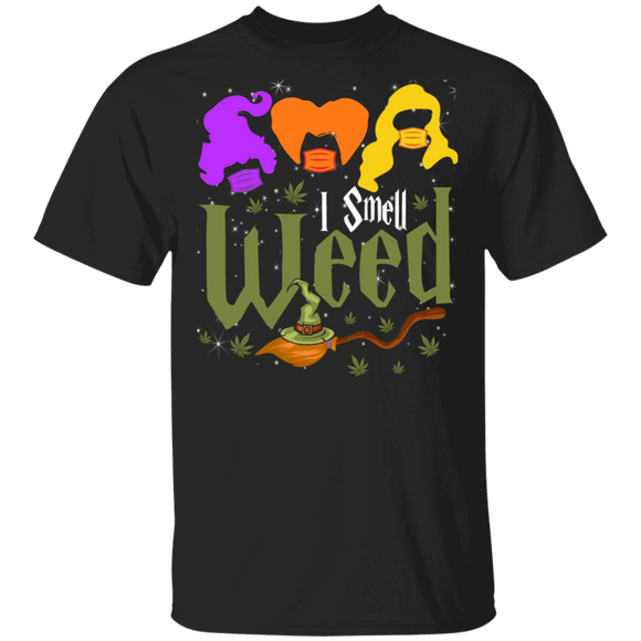Halloween Witch Shirt I Smell Weed Cool Halloween Hocus Pocus Witch Face Covering Gifts Halloween T-Shirt - Macnystore