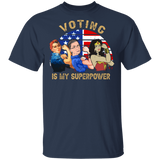 Voting Is My Superpower Cool Strong Woman Wonder Woman American Flag Shirt Matching Girl Women Ladies Gifts T-Shirt - Macnystore
