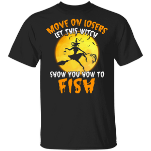Halloween Witch Shirt Let This Witch Show You How To Fish Funny Halloween Witch Fish Fishing Lover Gifts Halloween T-Shirt - Macnystore
