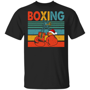 Christmas Boxing Lover Shirt Vintage Retro Boxing Cool Christmas Santa Boxing Gloves Boxing Boxer Player Lover Gifts T-Shirt - Macnystore