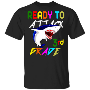 Ready To Attack 3rd Grade Cool Shark First Day Of School Kids Student Gifts T-Shirt - Macnystore