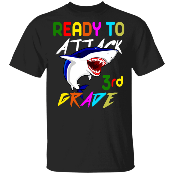 Ready To Attack 3rd Grade Cool Shark First Day Of School Kids Student Gifts T-Shirt - Macnystore