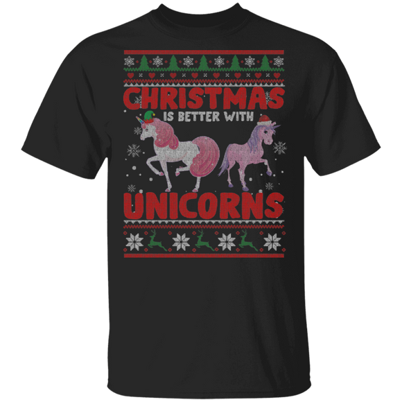 Christmas Unicorn Sweater Funny Christmas Is Better With Unicorns Cute Unicorn Lover Gifts Christmas T-Shirt - Macnystore
