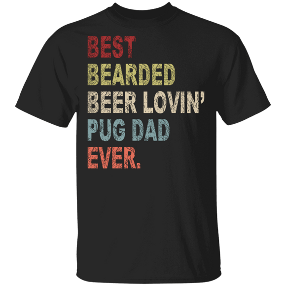 Vintage Best Bearded Beer Lovin' Pug Dad Ever Father's Day Gifts T-Shirt - Macnystore