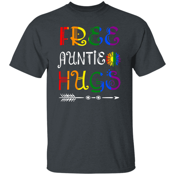 LGBT Mother's Day Shirt Free Auntie Hugs Cool LGBT Month Pride Rainbow Flag Heart Family Gifts T-Shirt - Macnystore