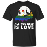 All You Need Is Love Cute Skull On LGBT Flower Shirt Matching Proud LGBT Support Gay Lesbian Gifts T-Shirt - Macnystore