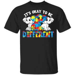It's Ok To Be Different Cute Elephant Autism Awareness Autistic Children Autism Patient Kids Men Women Elephant Lover Gifts Youth T-Shirt - Macnystore