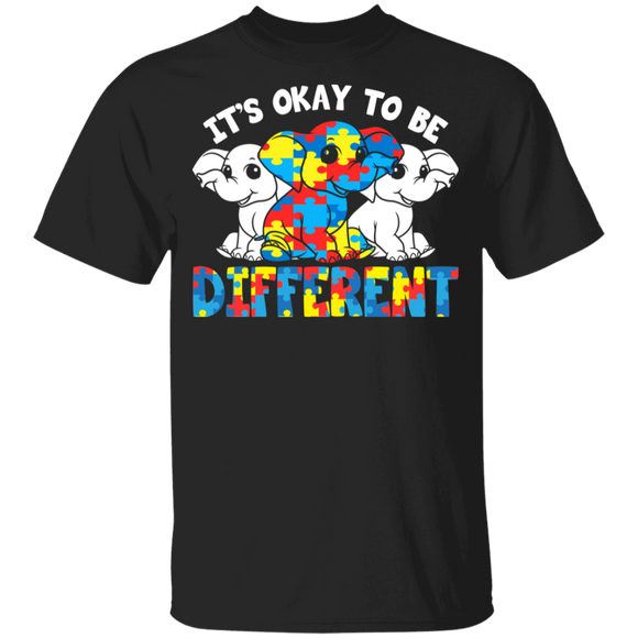 It's Ok To Be Different Cute Elephant Autism Awareness Autistic Children Autism Patient Kids Men Women Elephant Lover Gifts Youth T-Shirt - Macnystore