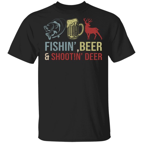 Fishing Hunting Lover Shirt Fishin' Beer Shootin Deer Cool Fish Fishing Deer Hunting Lover Gifts T-Shirt - Macnystore