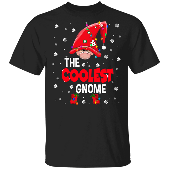 The Coolest Gnome Cool Christmas Light Gnome Pajama Family Matching Gift Christmas T-Shirt - Macnystore