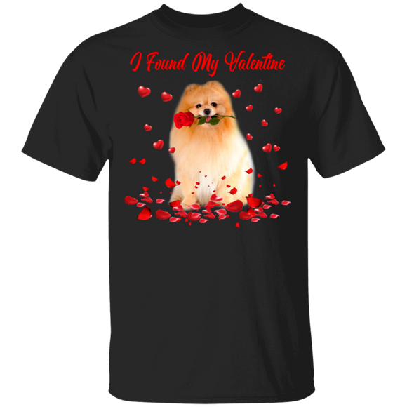 I Found My Valentine Pomeranian Dog Pet Lover Fans Matching Shirts For Couples Boys Girls Women Personalized Valentine Gifts T-Shirt - Macnystore