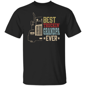 zFather's Day Family Shirt Vintage Best Truckin' Grandpa Ever Cool Father's Day Truck Driver Trucker Lover Family Gifts T-Shirt - Macnystore
