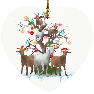 Decorative Hanging Ornaments Goat On Christmas Tree Goat Santa ELF Reindeer SUBORNH Heart Ornament - Macnystore