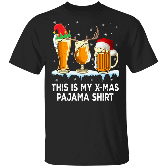 Christmas Drinking Shirt This Is My X-mas Pajama Shirt Funny Christmas Drinking Beer Lover Gifts T-Shirt - Macnystore
