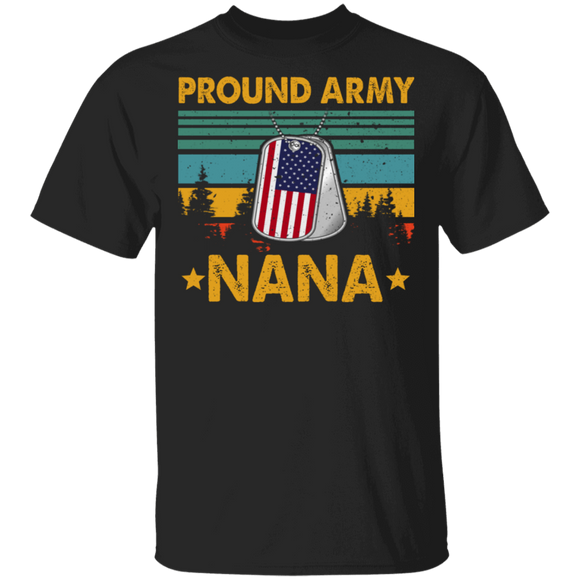 Vintage Retro Proud Army Nana Cool American Flag Military Veteran Gifts T-Shirt - Macnystore