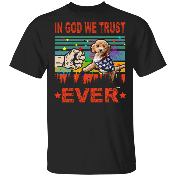 In God We Trust Ever Cute Cockapoo Wearing American Flag 4th Of July Gifts T-Shirt - Macnystore