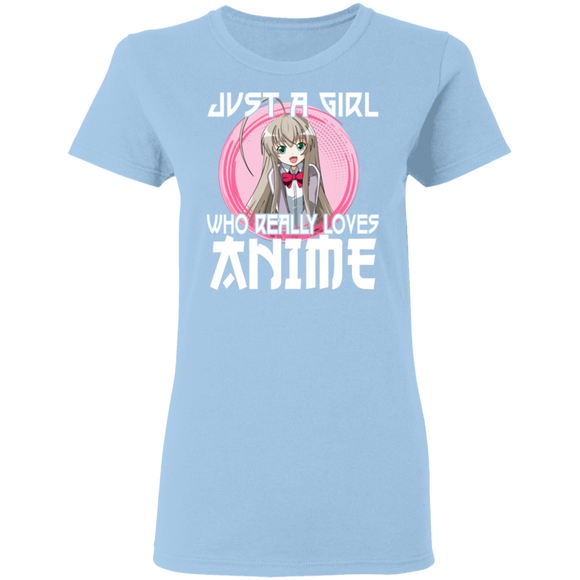 Just A Girl Who Lives Anime Funny Otaku Anime Lover Ladies T-Shirt - Macnystore