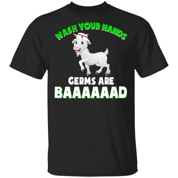 Wash Your Hand Germs Are Baaaad Cute Goat Wearing Nurse Hat Shirt Matching Goat Lover Nurse Doctor Gifts T-Shirt - Macnystore