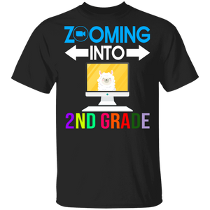 Zooming Into 2nd Grade Funny Llama Back To School Student Gifts T-Shirt - Macnystore