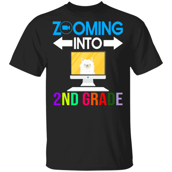 Zooming Into 2nd Grade Funny Llama Back To School Student Gifts T-Shirt - Macnystore