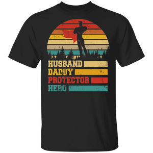 Vintage Retro Husband Daddy Protector Hero Cool Superhero Shirt Matching Men Father's Day Gifts T-Shirt - Macnystore