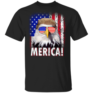 Merica Cool American Flag Eagle Trump Hair 4th Of July Independence Day Gifts T-Shirt - Macnystore