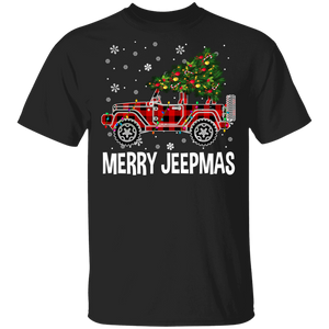 Christmas Truck Lover Shirt Merry Jeepmas Funny Christmas Truck X-mas Tree Lover Gifts Christmas T-Shirt - Macnystore