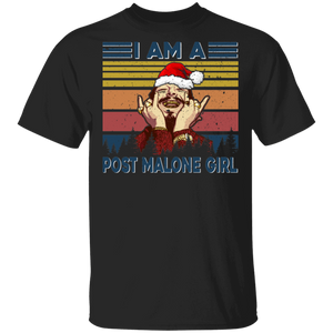 Christmas Malone Lover Shirt Vintage Retro I Am A Post Malone Girl Cool Christmas Santa Post Malone Lover Gifts T-Shirt - Macnystore