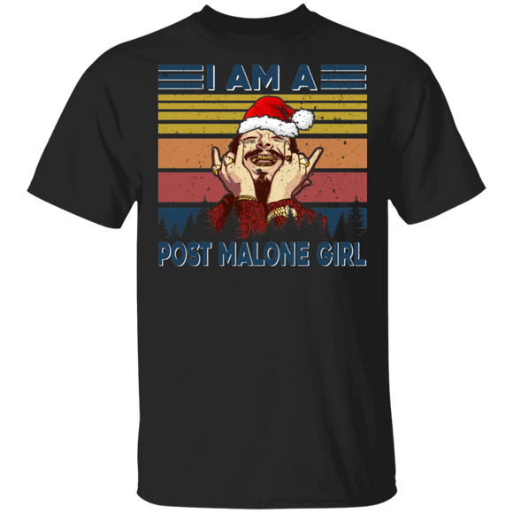 Christmas Malone Lover Shirt Vintage Retro I Am A Post Malone Girl Cool Christmas Santa Post Malone Lover Gifts T-Shirt - Macnystore