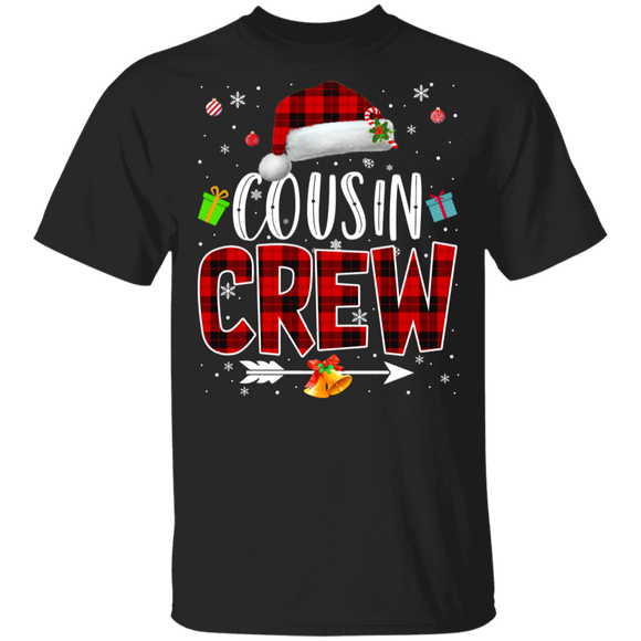 Christmas Santa Shirt Cousin Crew Funny Christmas Santa Hat Red Plaid Xmas Matching Family Group Gifts T-Shirt - Macnystore