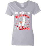 All I Want For Valentine Is A Llama Ladies V-Neck T-Shirt - Macnystore