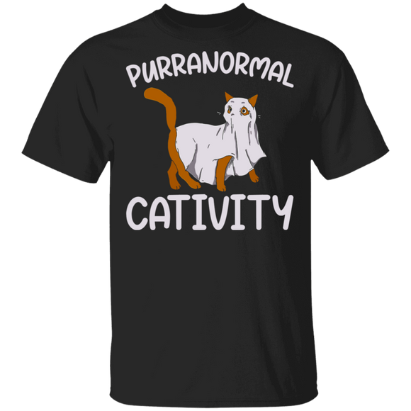 Purranormal Cativity Cute Halloween Ghost Cat Lover Gifts T-Shirt - Macnystore