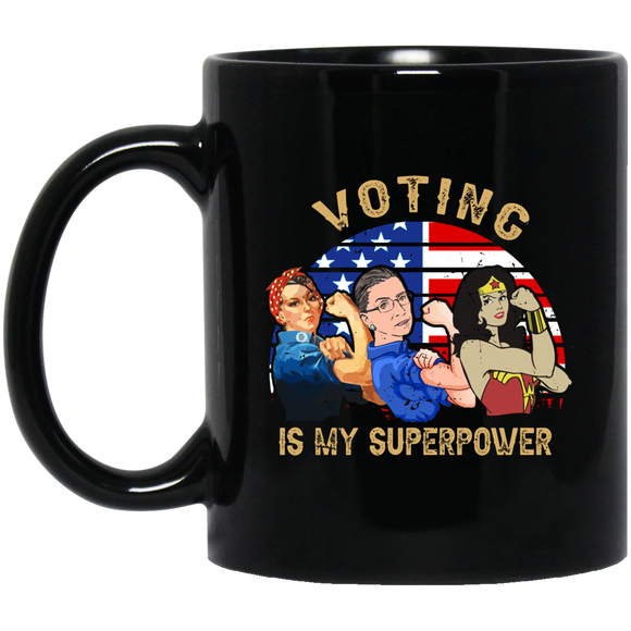 Voting Is My Superpower Cool Strong Woman Wonder Woman American Flag Shirt Matching Girl Women Ladies Gifts Mug - Macnystore