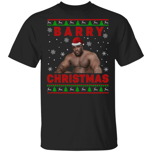 Christmas Santa Shirt Barry Christmas Ugly Funny Christmas Sweater Santa Barry Sitting On A Bed Gifts T-Shirt - Macnystore
