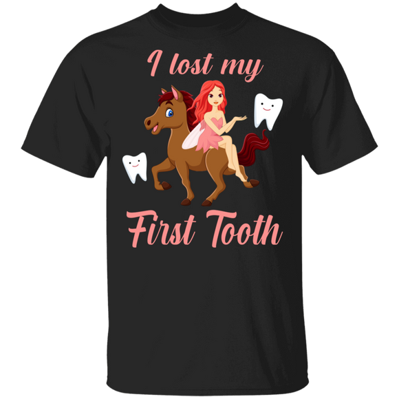 I Lost My First Tooth Cool Angel Riding Horse And Teeth Kids Gifts T-Shirt - Macnystore