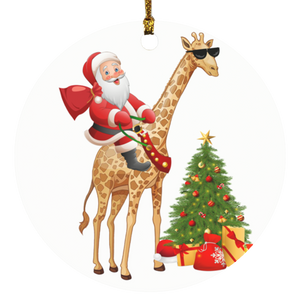 Decorative Hanging Ornaments Christmas Santa Riding Giraffe Funny Christmas Giraffe Lover Giftspsd SUBORNC Circle Ornament - Macnystore