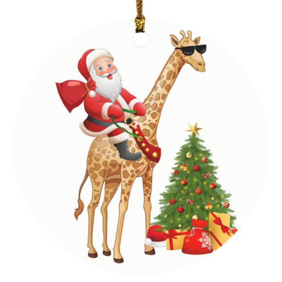 Decorative Hanging Ornaments Christmas Santa Riding Giraffe Funny Christmas Giraffe Lover Giftspsd SUBORNC Circle Ornament - Macnystore