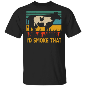 Vintage Retro I'd Smoke That Barbecue Fathers Day BBQ Smoker T-Shirt - Macnystore