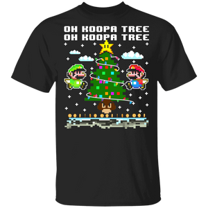 Christmas Gamer Shirt Oh Koopa Tree Oh Koopa Tree Funny Christmas Tree Light Super Mario Gamer Gifts Christmas T-Shirt - Macnystore